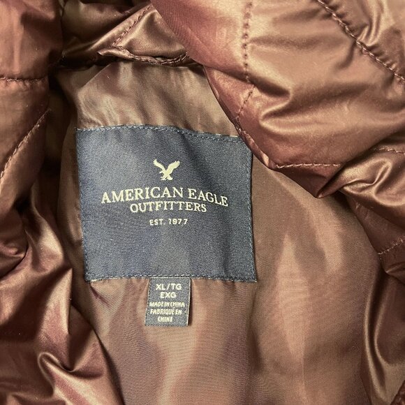American Eagle Outfitters Maroon Puffer Jacket Size XL Womens - Picture 3 of 4
